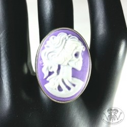 Gotycki pierścionek Szkielet Kobiety fioletowy - Lady Skull