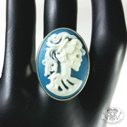Gotycki pierścionek Szkielet Kobiety niebieski - Lady Skull