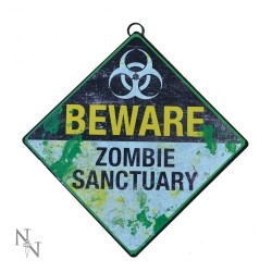 Metalowa Tabliczka Beware Zombie Sanctuary Sign 30 cm Nemesis Now
