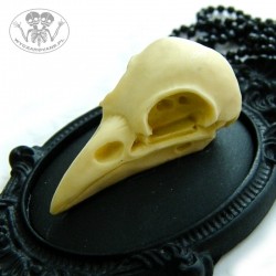 Naszyjnik gotycki kamea czaszka ptaka trójwymiarowa