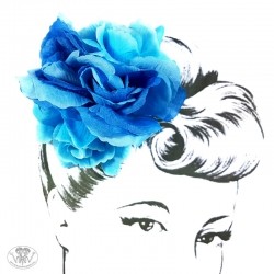 Duże róże błękit kwiaty do włosów pin-up retro